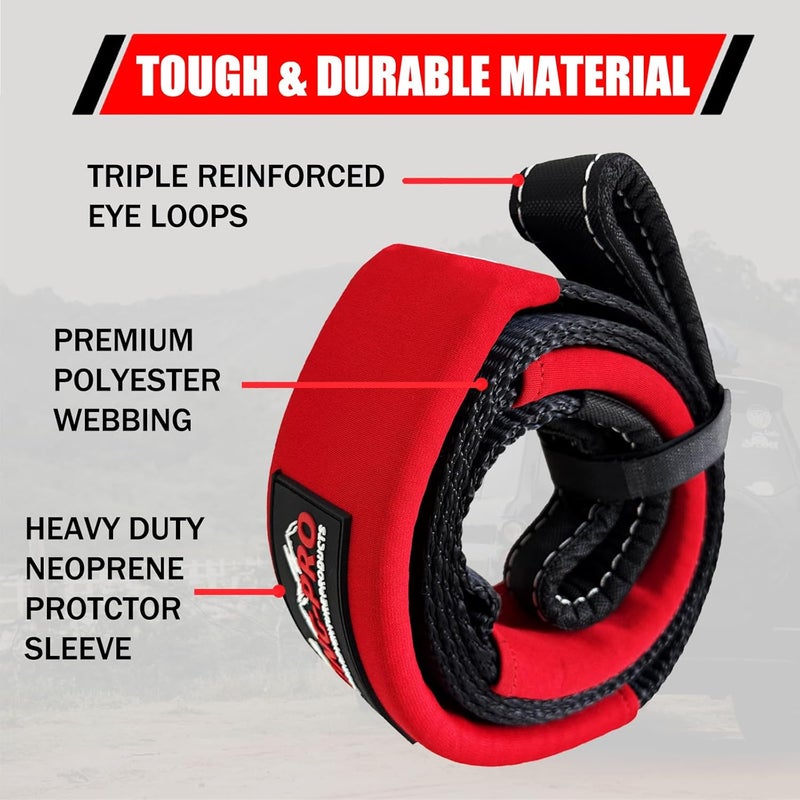 KING-PRO Tree Saver Strap 3in x 8ft, Emergency Recovery Tow Strap 33,000lbs Break Strength Tree Trunk Protector Rope for SUV ATV Off Road - Image 2
